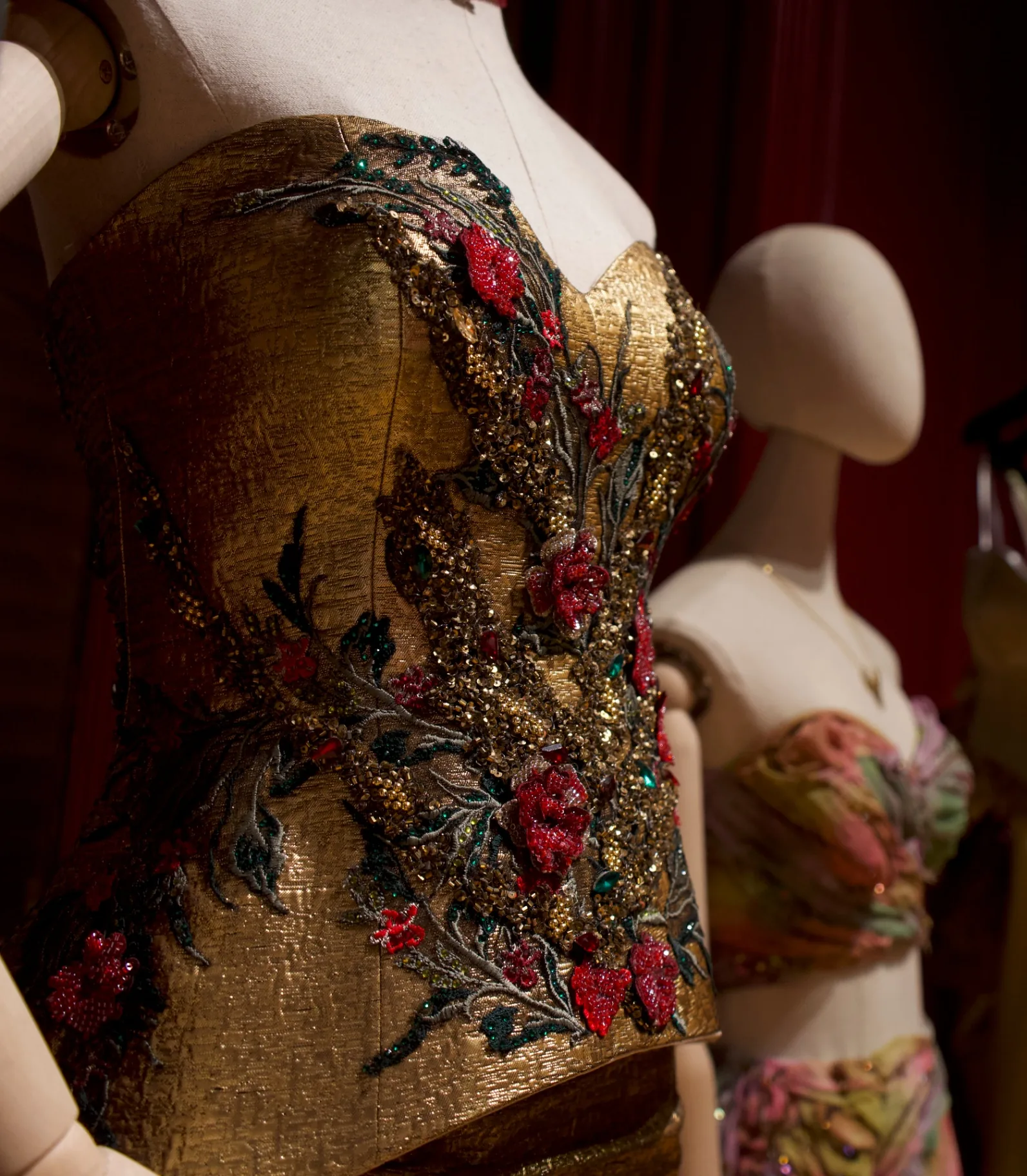 Gold embroidered corset by Rafik Zaki